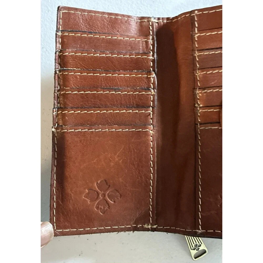 Patricia Nash Tri-fold Wallet Italian Leather Cametti Tropical Gold Floral